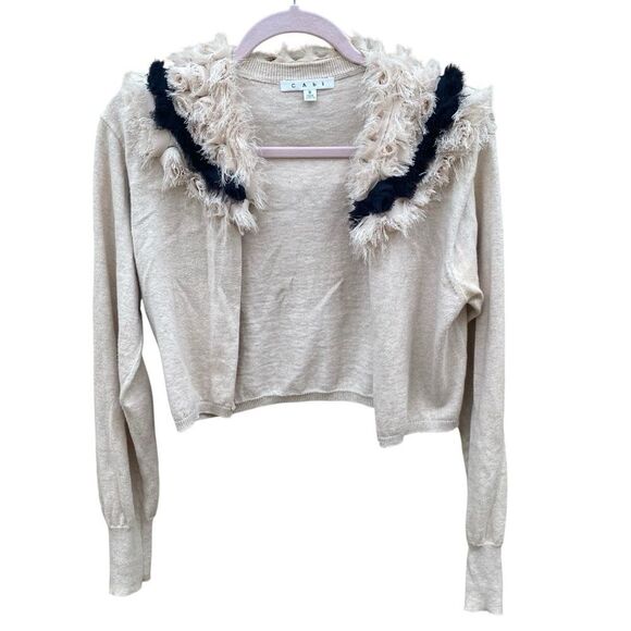 Vintage CAbi Tan and Black Rosette Shrug Cardigan Crop Style # 683 Small - Picture 1 of 6